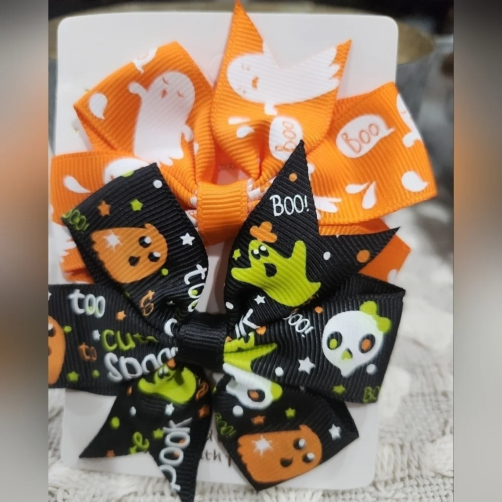 New!  Halloween Hair Bow Clips